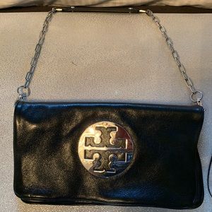 Black leather Reva Tory Burch bag